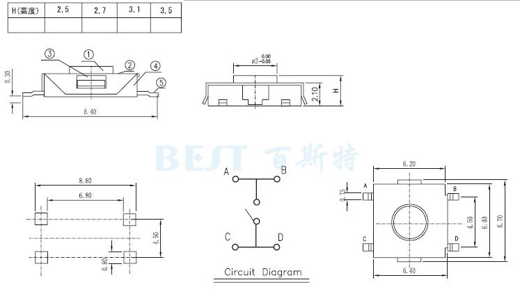 轻触开关TS-1157B