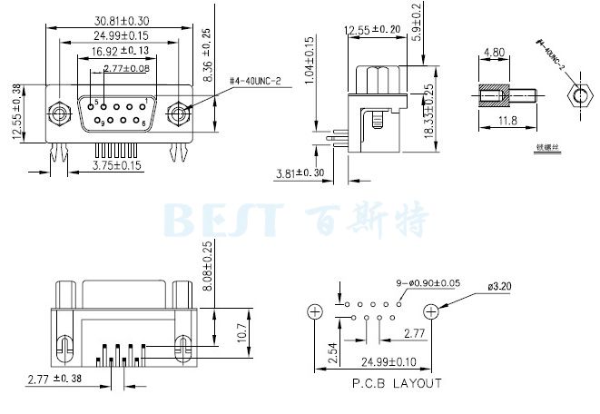 DB连接器DR-9Y-03母座